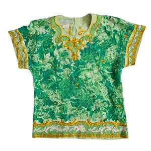Vintage Escada Silk Blouse Baroque Short Sleeved - EU 36
